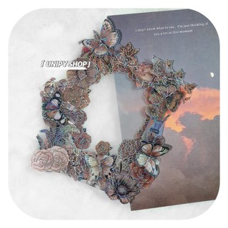 Toploader decor 3d washi tage b8 | hoa nâu hologram | thẻ đựng card idol kpop anime tw015