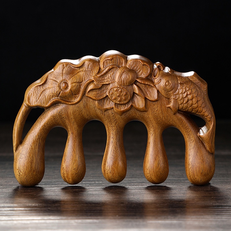 Phong cách mới sẵn sàng cổ phiếu cá sen lụa vàng gỗ đàn hương lược massage kinh tuyến lược massage đầu lược massage gia đình đứng