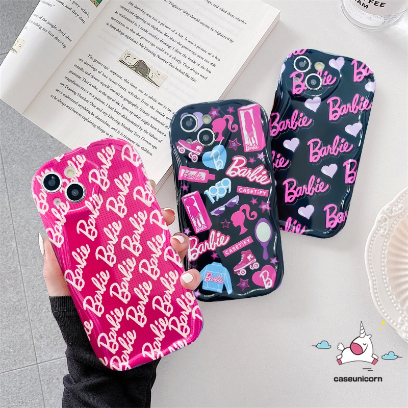 Phim hoạt hình thời trang barbie english letters label stickers case tương thích cho iphone xr 7 6 8 6s plus 14 13 11 12 pro max x xs max se 2020 ốp lưng tpu mềm 3d gợn sóng chống va đập