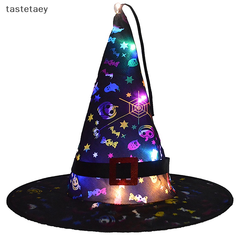 Ngon halloween mũ phù thủy phát sáng với đèn led cây treo ngoài trời mũ phát sáng trang trí tiệc tại nhà cosplay trang phục đạo cụ en