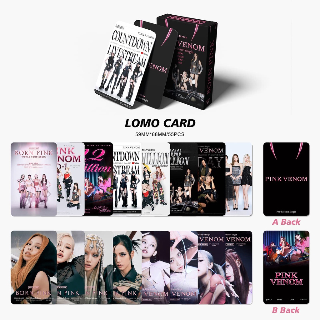 Set 55 Tấm Thẻ Hình lomo Nhóm Nhạc Hàn Quốc black pink