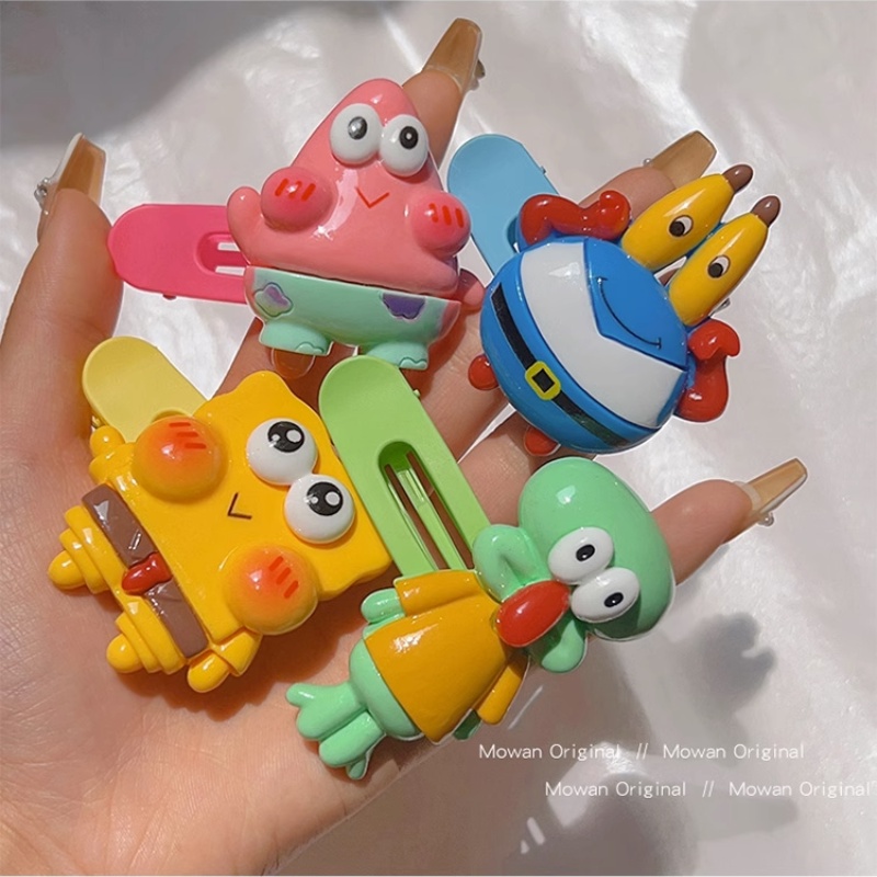 Spongebob squarepants phim hoạt hình kẹp tóc cô gái dễ thương tóc gãy tóc mái kẹp phụ kiện tóc thời trang