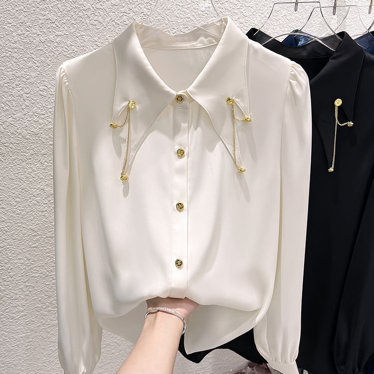 Áo Sơ Mi Chiffon Tay Dài Màu Trơn Thời Trang Mùa Thu