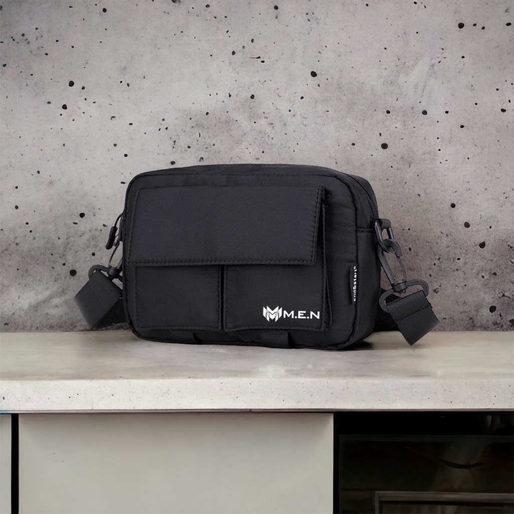 Túi đeo chéo nam trơn 5 ngăn Men coolbag kiểu dáng đi chơi phượt đen ngầu  DE23