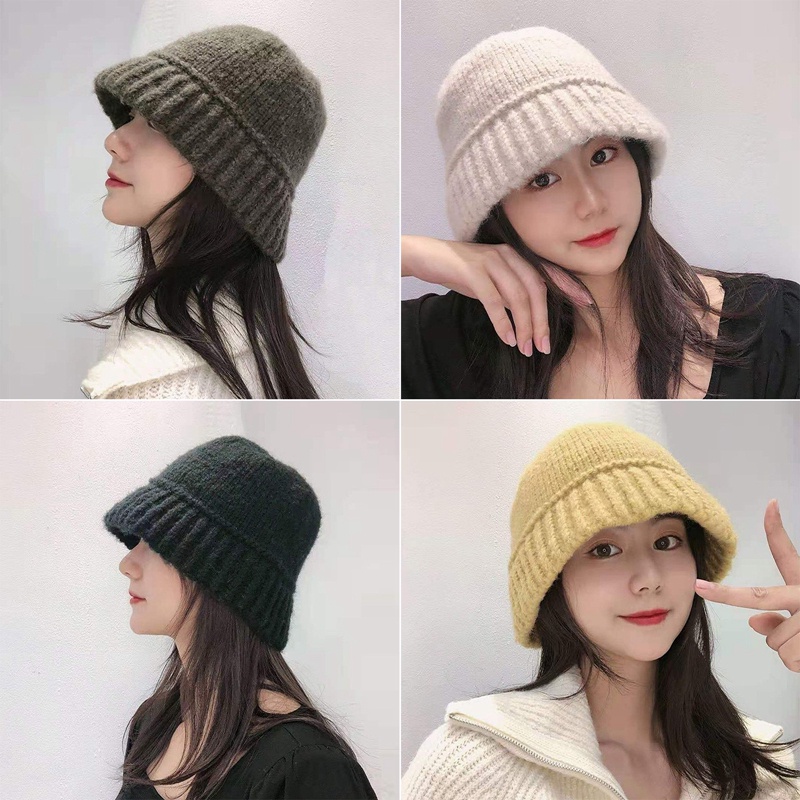 Thời trang bbyter mũ mùa đông cho phụ nữ dệt kim xô len mũ ấm dome panama đen trắng cổ điển mũ xô ngư dân