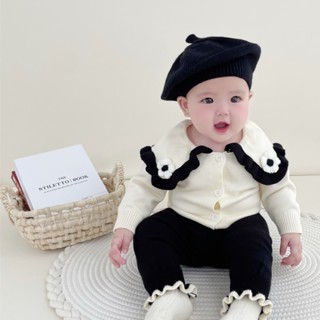 Bộ Áo Khoác Cardigan Dệt Kim + Quần Dài In Hoa Thời Trang Thu Đông Phong Cách Mới Cho Bé Gái