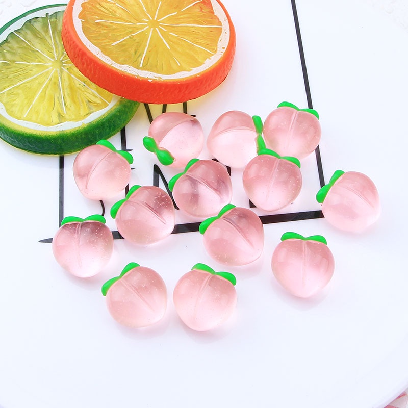 Charm nhựa quả đào 15mm dùng để trang trí ốp điện thoại, trang trí diy