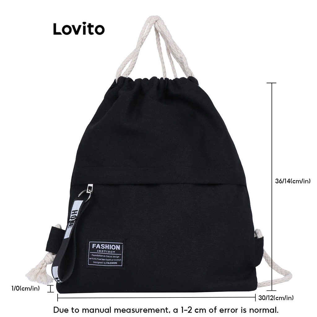 Ba lô Lovito có dây rút viền tương phản phong cách thường ngày thời trang cho nữ L60AD125