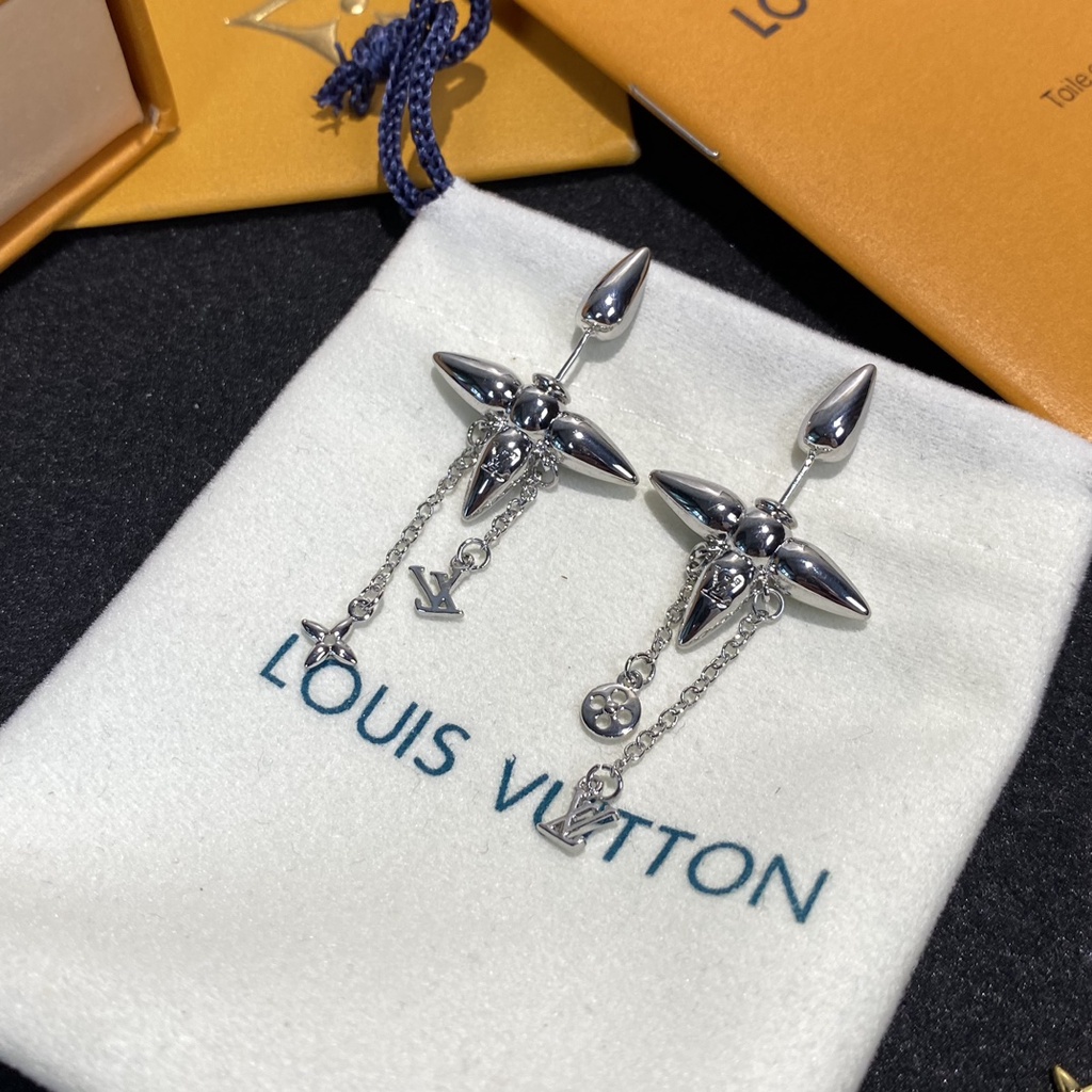 Lv bông tai titan thép chữ logo vòng đeo tai stud bông tai trang sức nữ