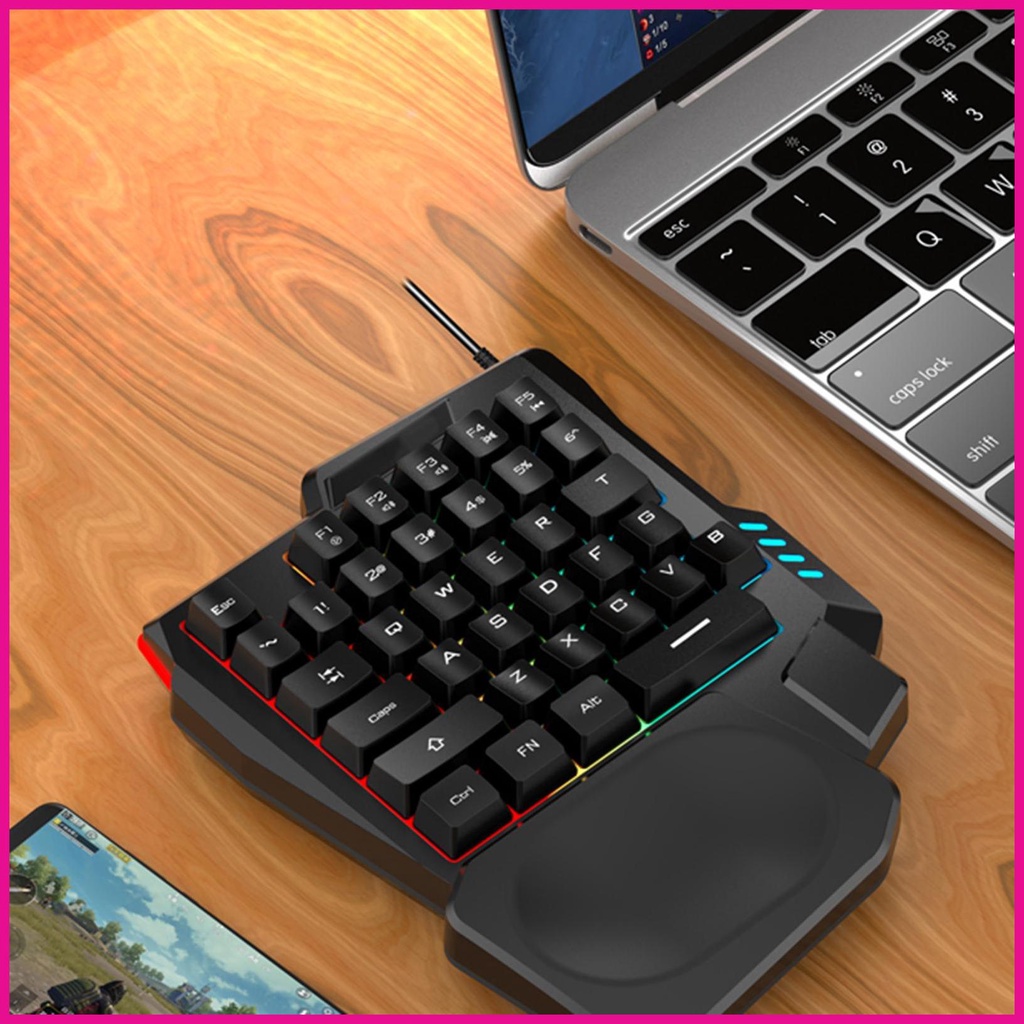 Bàn phím chơi game một tay bàn phím chơi game mini bàn phím nửa bàn phím chơi game rgb với 35 phím fotvn di động