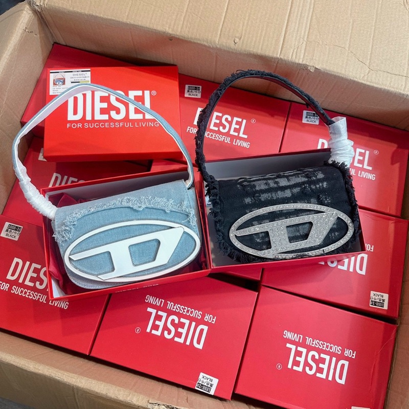 Túi DIESEL 1DR canvas shoulder bag , Túi kẹp nách chữ D jean rách kèm dây đeo chéo mẫu mới T054-TA