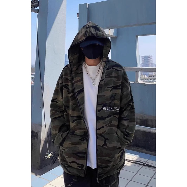 Áo Khoác Hoodie Dáng Rộng Họa Tiết Rằn Ri Phong Cách Đường Phố Mỹ Thời Trang Mùa Thu Mới Cho Nam Và Nữ
