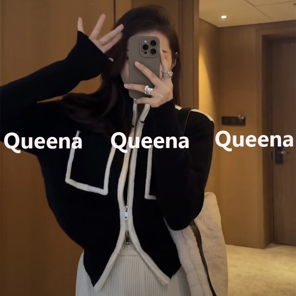 Queena áo cardigan áo khoác cardigan Thời trang hàn quốc A21K042