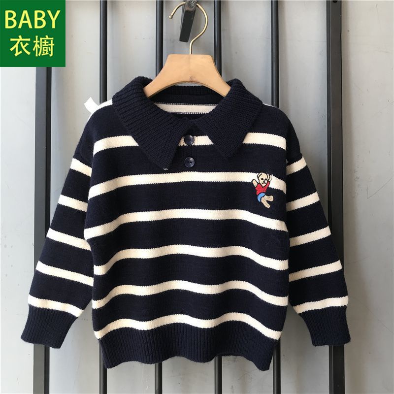 Áo Sweater Dệt Kim Có Cổ Thời Trang Thu Đông 2023 Mới Cho Bé Trai Và Bé Gái