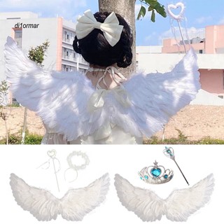 Di halloween angel costume đôi cánh thiên thần và băng đô bộ lông vũ trắng đôi cánh thiên thần bộ phụ kiện trang phục halloween cho các bữa tiệc cosplay hóa trang bao gồm cho halloween
