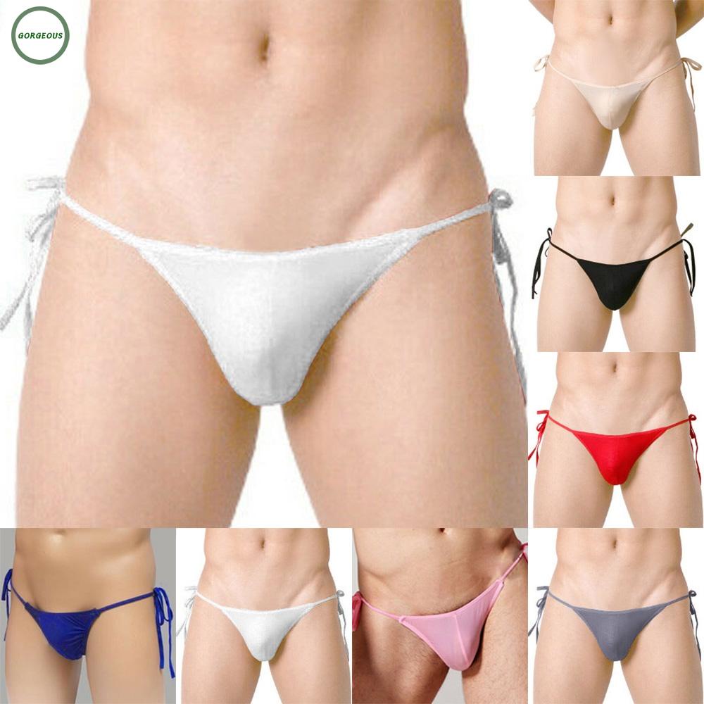 Mới đến ~ quần sịp jock strap ren up knickers quần lót ice silk sexy mens g-string