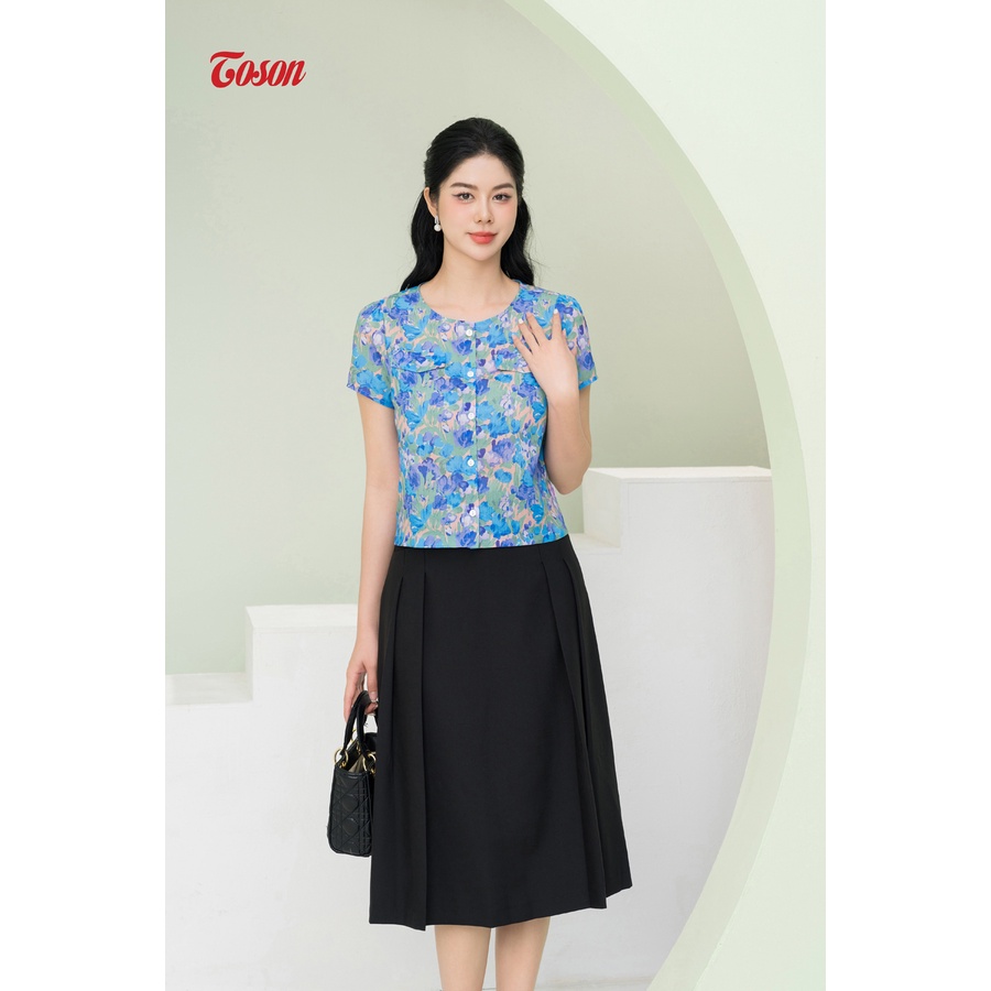 Áo croptop thô hoa họa tiết, phối nắp túi Limitted 13116H63 Toson