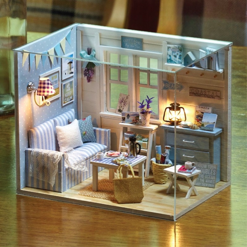 Đồ chơi trẻ em cô gái nhà thông minh handmade mô hình tự làm mini món quà hoạt động nhà nhỏ