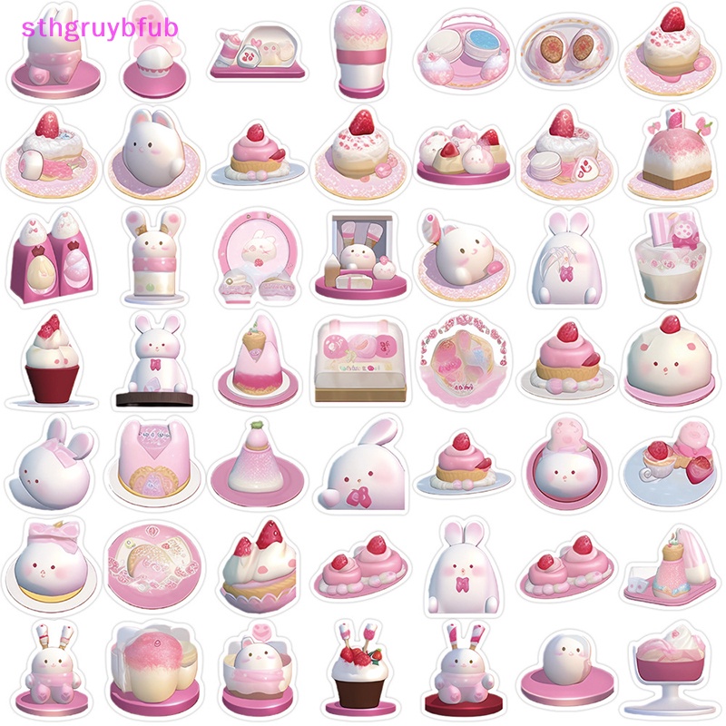 Sthb 49 cái dễ thương màu hồng pudding thỏ anime dán hành lý ván trượt kawaii diy cool graffiti girl gradient sticker kid toy vn