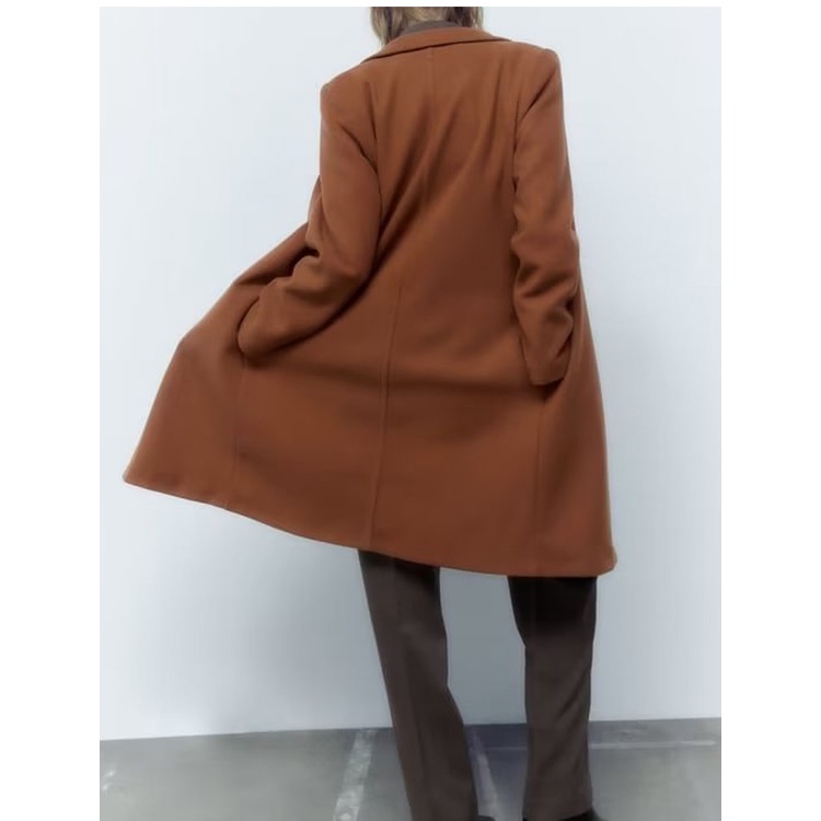 Zara mùa thu và mùa đông áo khoác dài mới áo khoác ve áo dài tay đi lại tính khí 5070420