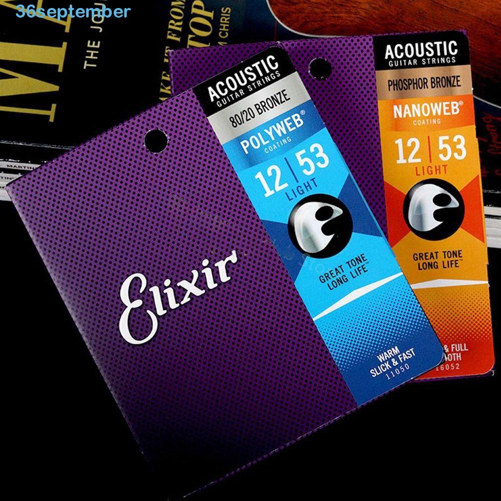 September elixir acoustic guitar strings, 11002/11052/16027 smooth the touch #1 Dây đàn guitar acoustic, đồng niken dễ dàng tuốt để giảm ma sát ngón tay âm nhạc phổ biến