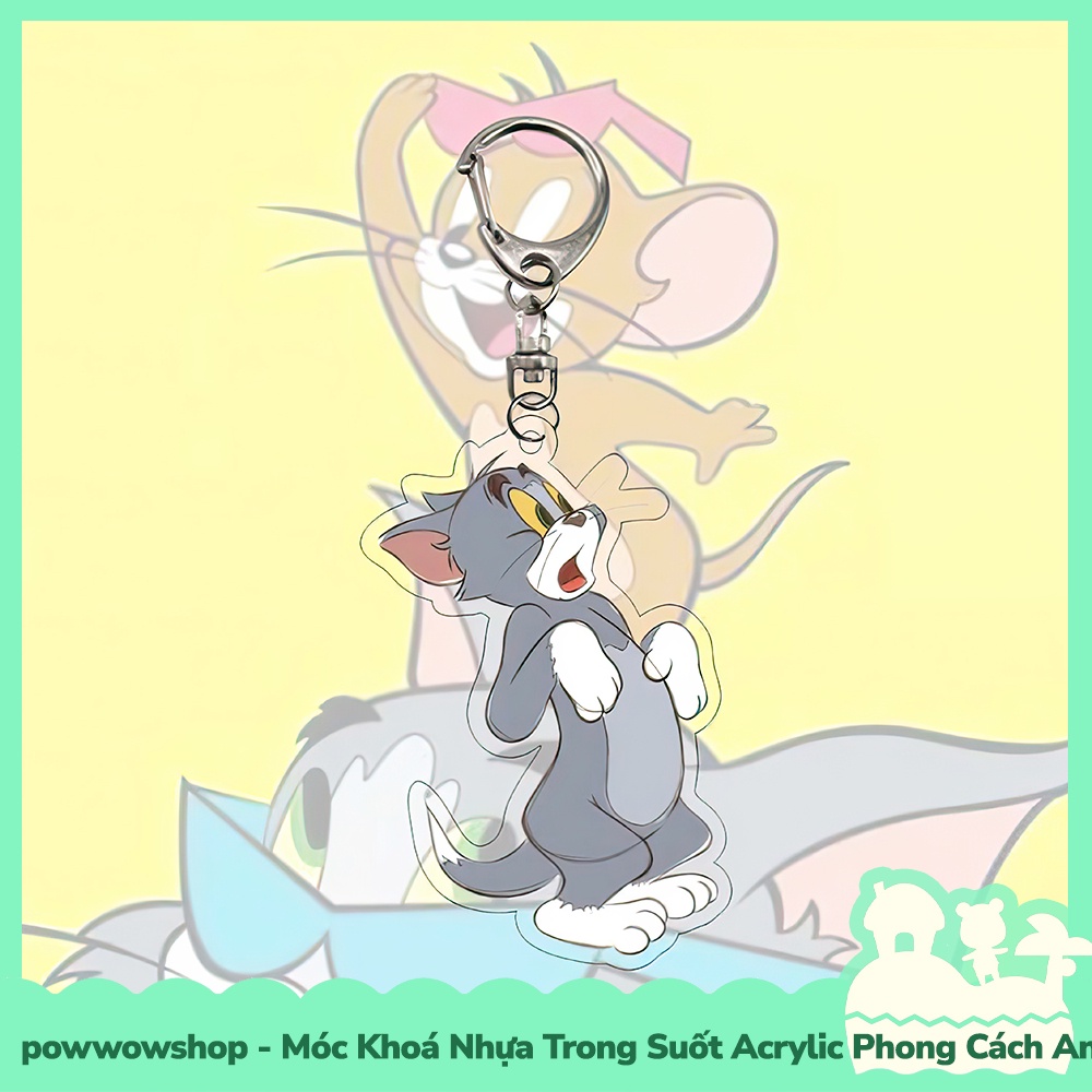Móc Khoá Nhựa Trong Suốt Acrylic Phong Cách Nhân Vật Hoạt Hình Mèo Chuột Tom And Jerry