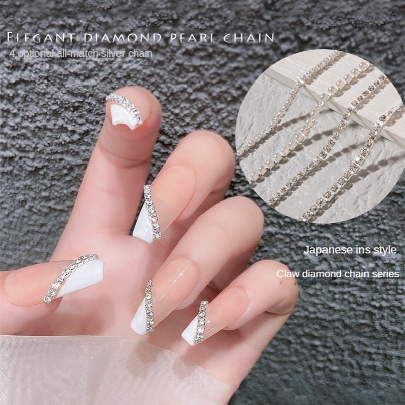 Chuỗi máy khoan móng vuốt 3d Ba chiều Máy khoan móng tay bằng kim loại siêu flash Trang sức qusl