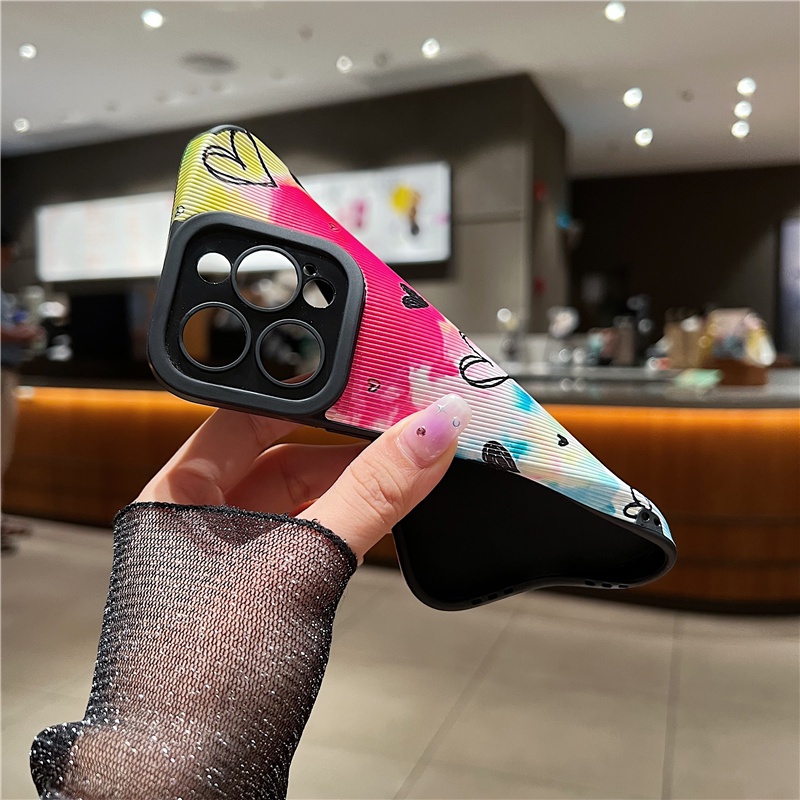 Graffiti heart case tương thích cho iphone 11 12 13 14 pro max soft tpu case xs max xr se2 7plus 8plus phone cover