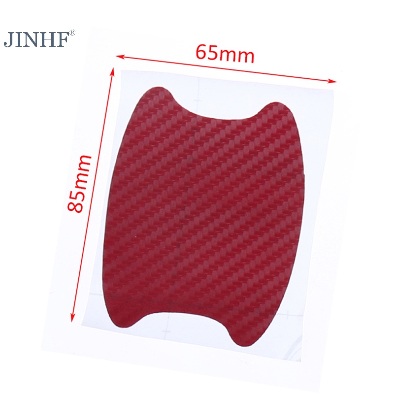 Jinhf 4 cái / bộ nhãn dán cửa ô tô sợi carbon chống trầy xước
