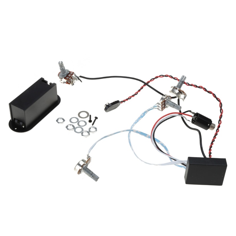 Mon 2 Band Active Bass Guitar EQ Equalizer Preamp Circuit Pickup Đen