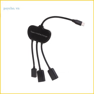 Psy type c splitter cable type c male to 3 usb 2 0 female extension cord usb c port hub data charger power split adapter