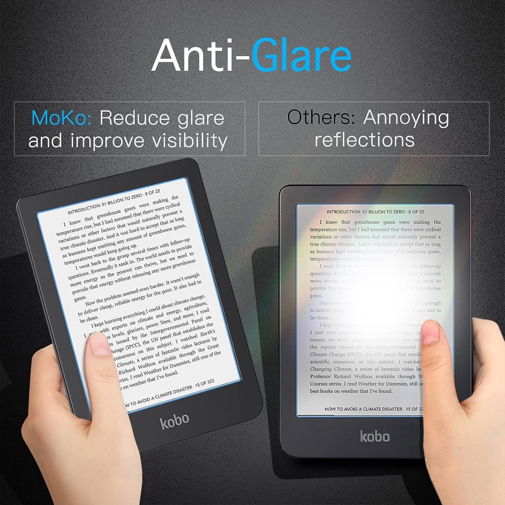 Moko 2-pack anti-glare premium pet protection film full-coverage matte screen protector cho kobo clara 2e 6 "2022