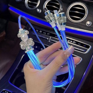 Car Charger One for Three Super Fast Charge Advanced Goddess Style Mobile Phone Fast Charging Three-in-One Data Cable gU9e