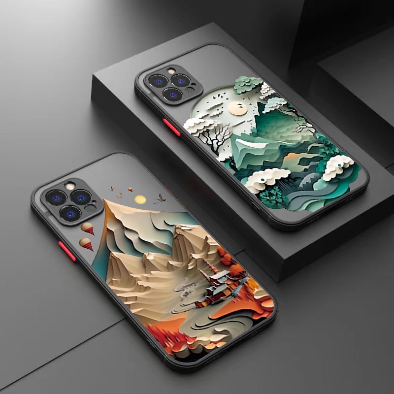 Vỏ Bao Da Điện Thoại pc Cứng Mặt Nhám Hình Phong Cảnh Cho samsung galaxy s22 s23 ultra s20 s21 plus s20 s21 fe note 20 ultra Ốp