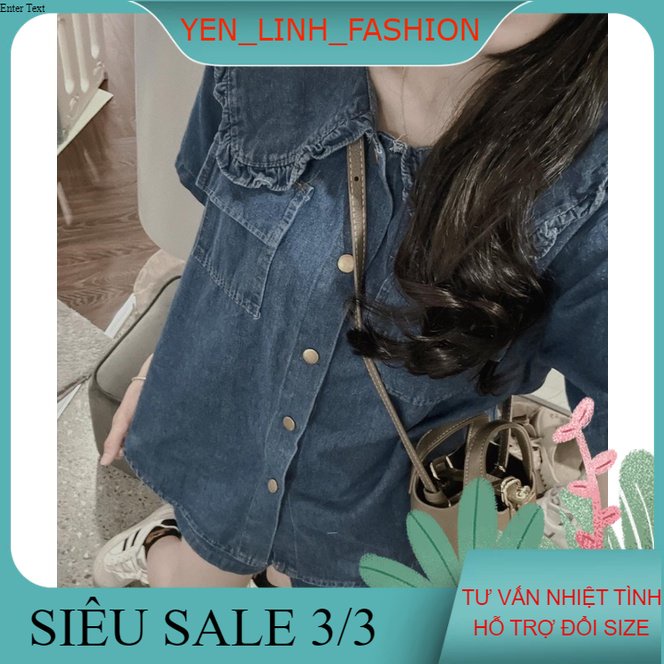 Set jean cổ bèo quần sooc siêu xinh set bò hàng đẹp