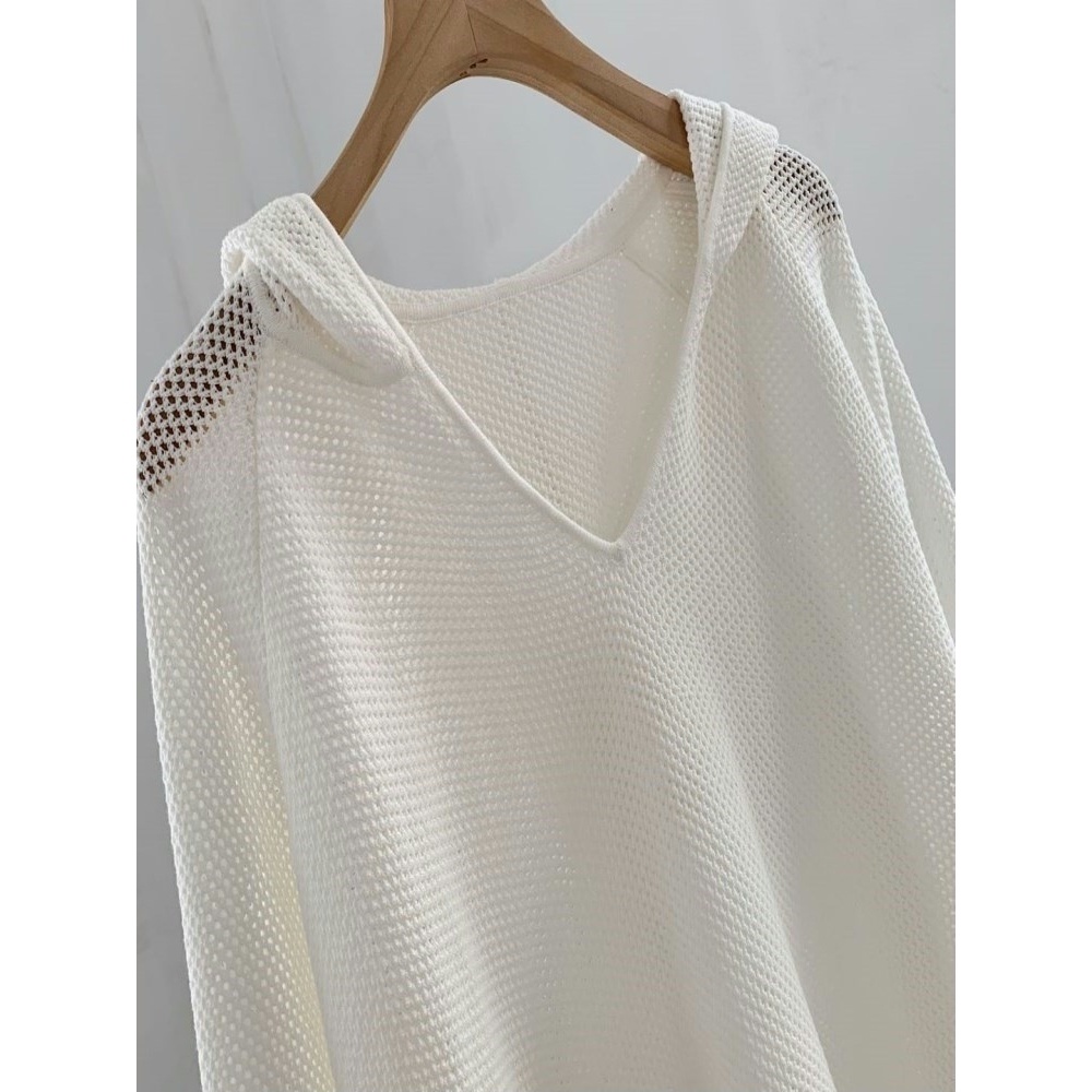 Áo Cardigan Dệt Kim Mỏng Có Mũ Trùm Thời Trang Mùa Thu 2022 Cho Nữ