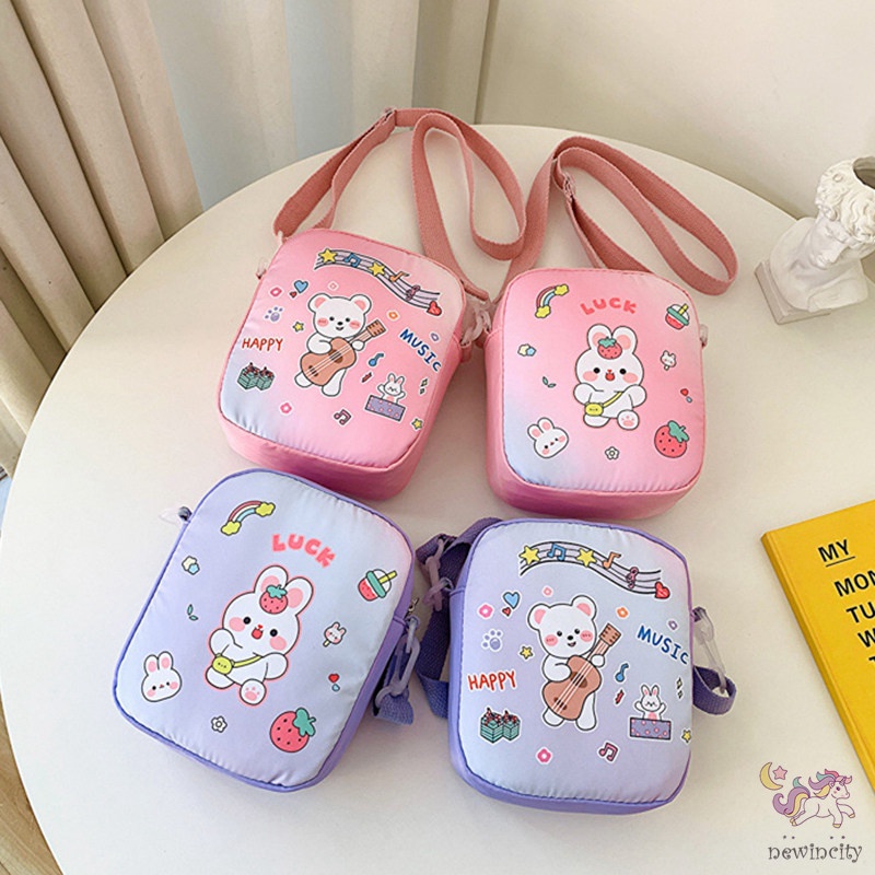 Túi Đeo Chéo Vải Canvas In Họa Tiết Gấu Hoạt Hình Trọng Lượng Nhẹ Phong Cách Hàn Quốc Thời Trang Mùa Hè Cho