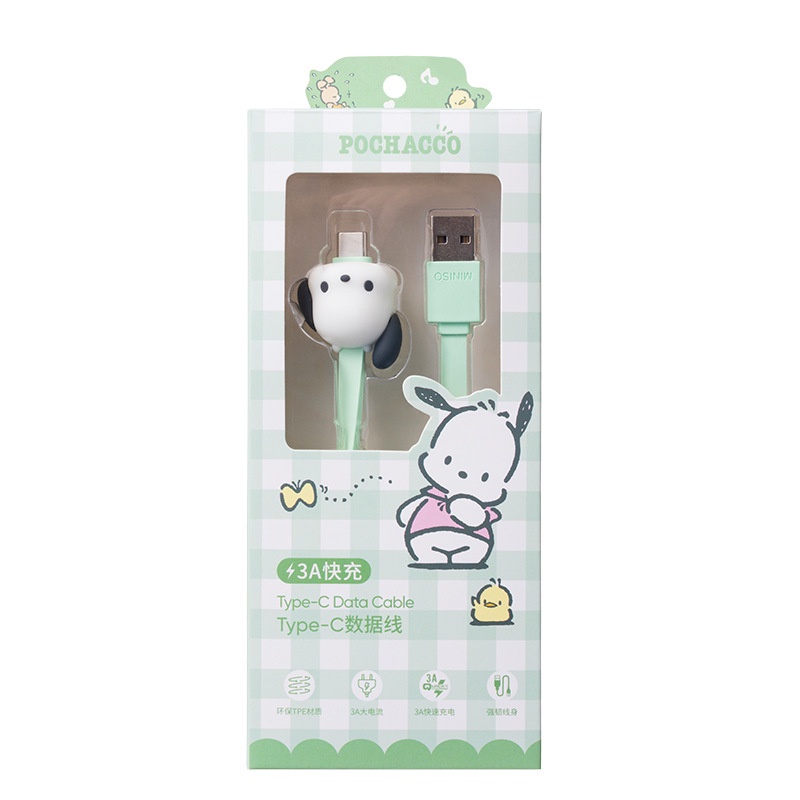 Cáp Sạc Nhanh 3A Sanrio Kuromi Cinnamoroll Pochacco Giao Diện Type-c Chất Liệu TPE Siêu Dễ Thương