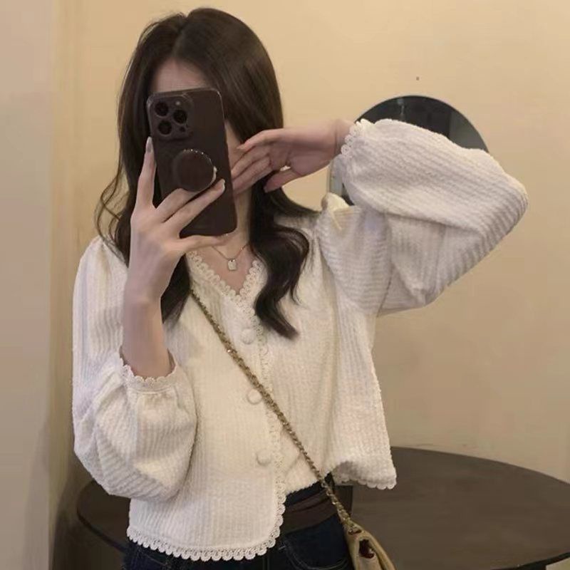 COZOK Áo Sơ Mi Tay Dài Cổ Chữ V Dễ Phối Đồ Thời Trang Phong Cách Hàn Quốc