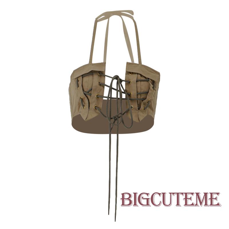 Áo Hai Dây Mùa Hè Buộc Dây Hở Lưng Cổ Điển Cho Nữ