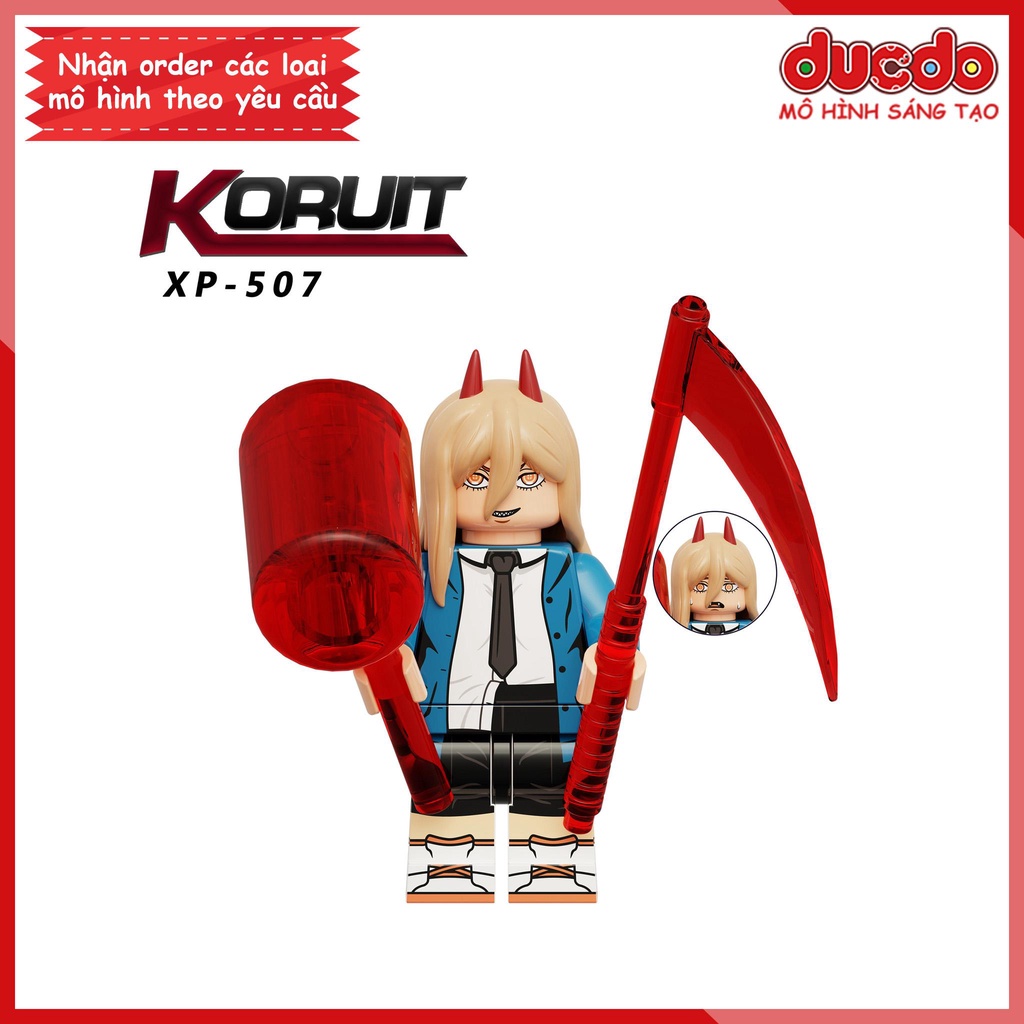 Minifigures nhân vật Quỷ Máy Cưa Chainsaw Man Denji Pochita - Đồ chơi Lắp ghép Xếp hình Mini Mô hình Koruit KT1067