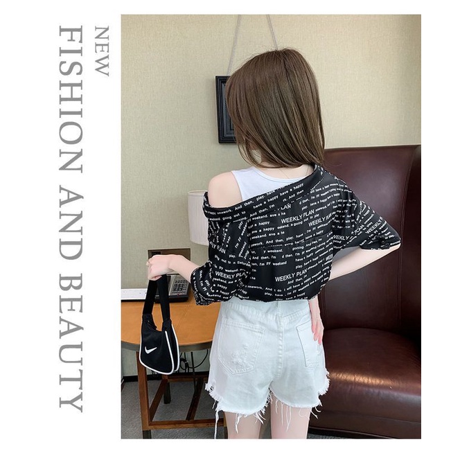 Áo Sơ Mi Chiffon Mỏng Tay Ngắn Giả Hai Mảnh Phong Cách Pháp Thời Trang Mùa Hè 2023 Mới Cho Nữ