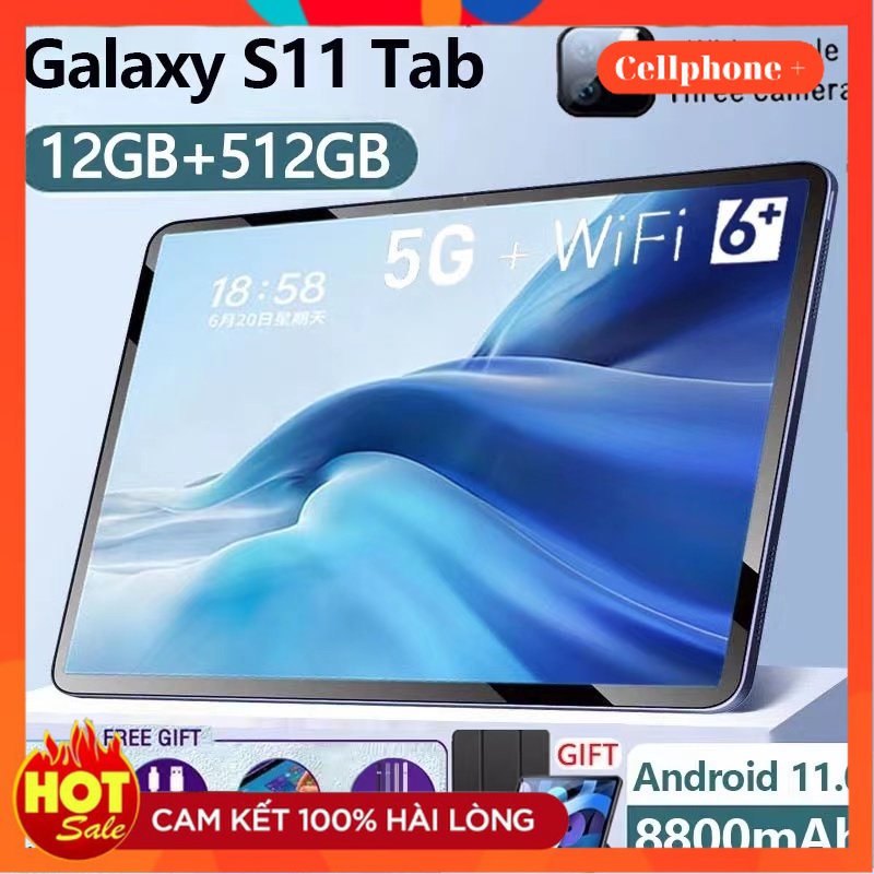 Máy tính bảng giá rẻ S11 thông minh (12GB/512GB) Màn hình lớn PC Android 11 Thẻ SIM kép WIFI - Giá Rẻ