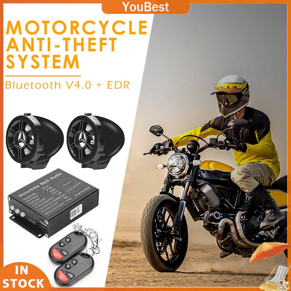 Loa Khuếch Đại Âm Thanh Mp3 Fm Radio Bluetooth Điều Khiển Từ Xa Cho Xe Máy