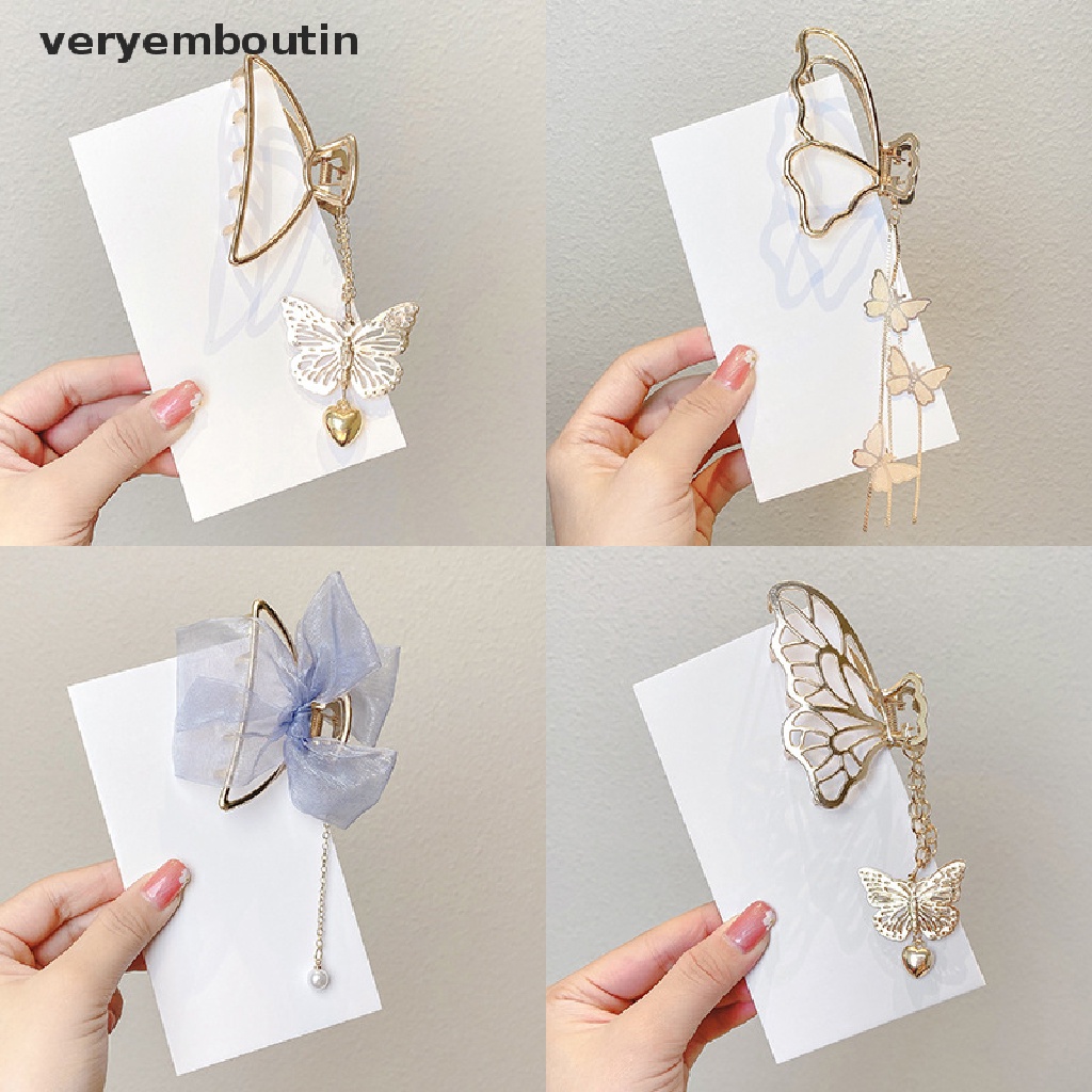 1 Kẹp Tóc Cánh Bướm / Hình Học Cỡ Lớn Bằng Kim Loại Màu Vàng Sang Trọng Cho Nữ