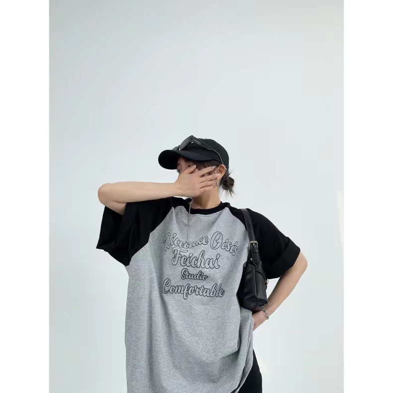 Áo thun NRVP 100% cotton tay ngắn dáng rộng in họa tiết hoạt hình phong cách Hàn Quốc thời trang cho nữ