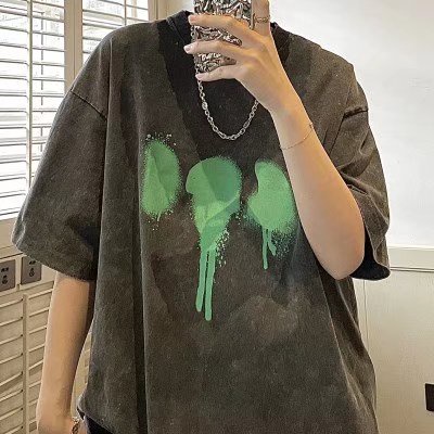 Áo Thun Tay Ngắn Dáng Rộng In Họa Tiết Đơn Giản Thời Trang Đường Phố Mới Cho Nam