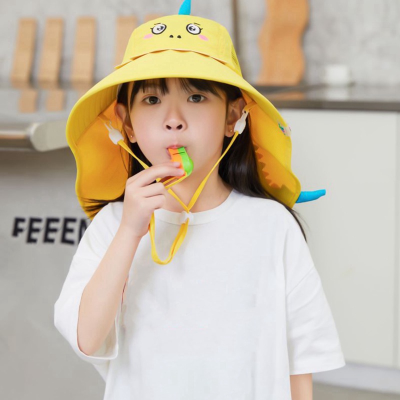 Mũ Vành Tròn Chống Tia UV In Hình Kỳ Lân Dễ Thương Cho Bé Gái