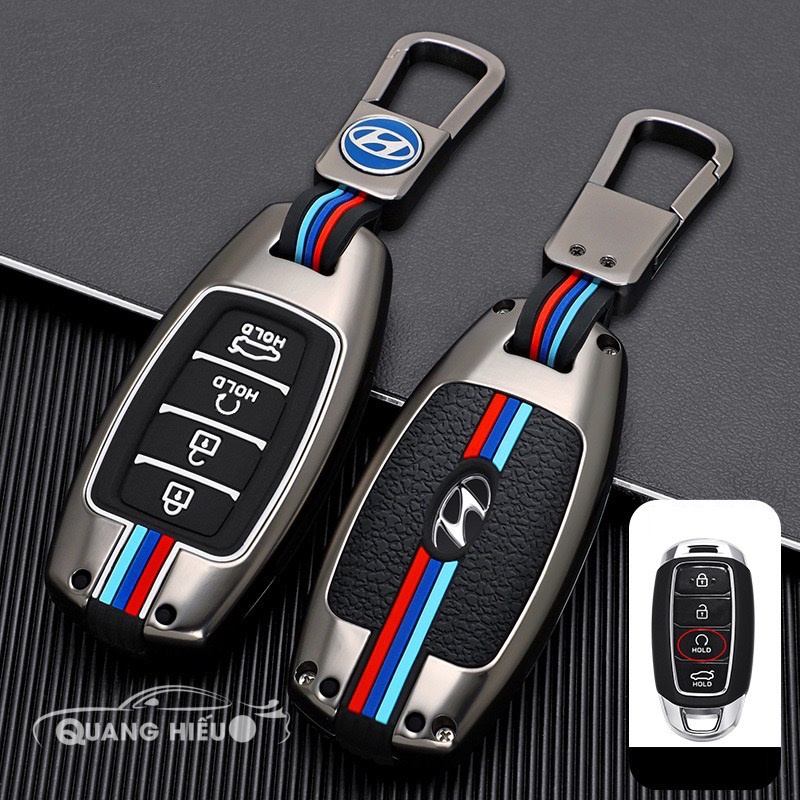Ốp Bảo Vệ Chìa Khóa Accent 2021 - 2023 Elantra 2022 - 2023, Kona Santafe Hợp Kim Cao Cấp (Mẫu Chìa 4 Nút và 3 Nút)