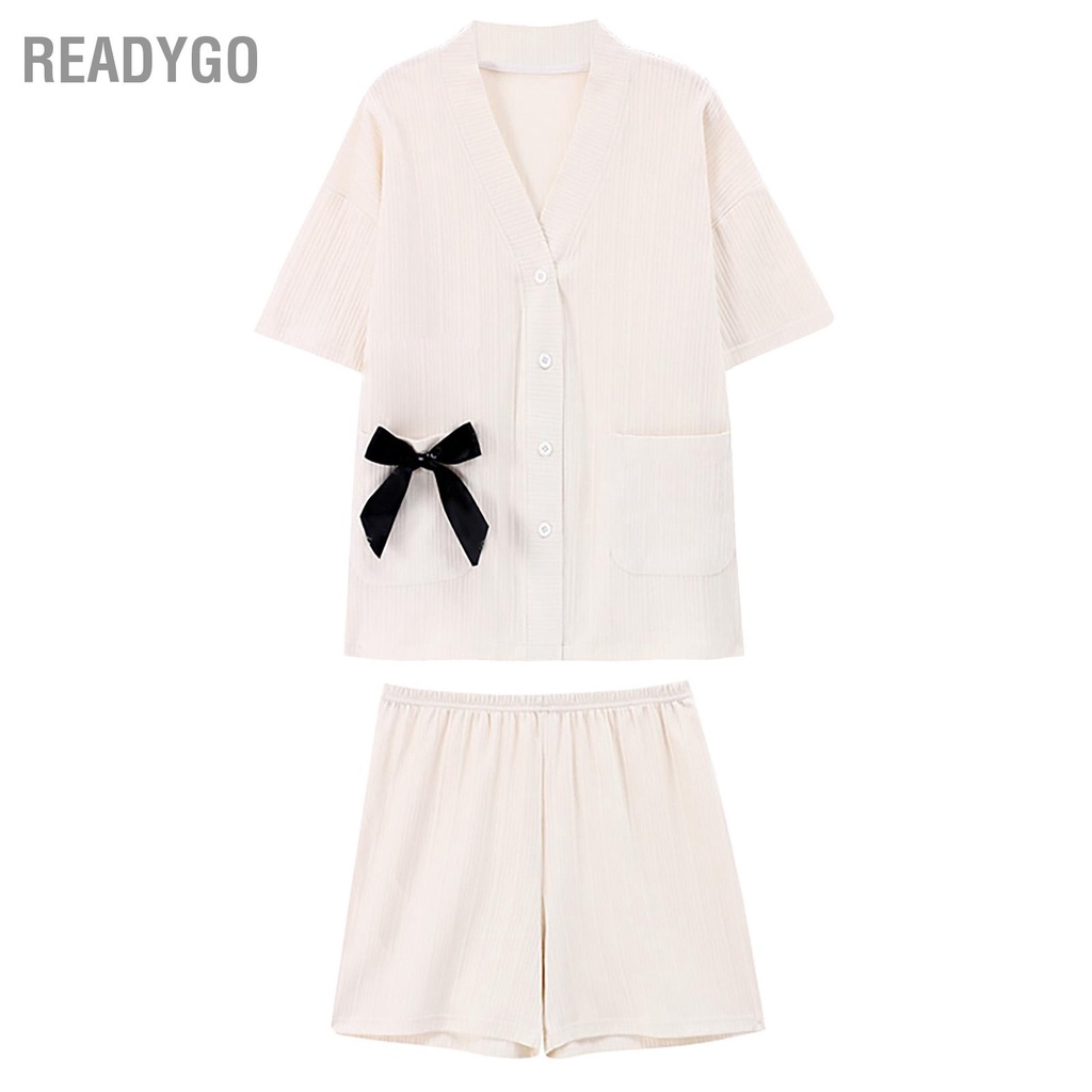 ReadyGo Bộ đồ ngủ nữ họa tiết gấu ngắn trên quần thoáng khí áo | BigBuy360 - bigbuy360.vn
